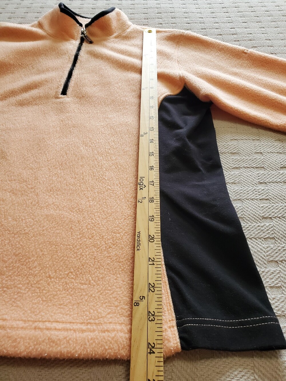 Vintage IZOD Womens 1/4 Zip Fleece Pullover Peach Black Colorblock Jacket - Picture 5 of 10